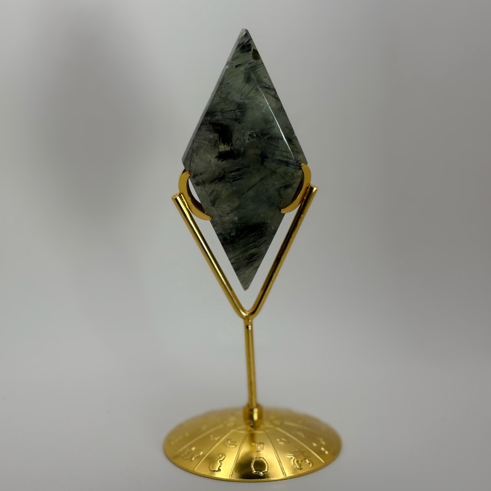Prehnite Diamond w/ Stand ✨ Crystal Display | Zodiac Stand